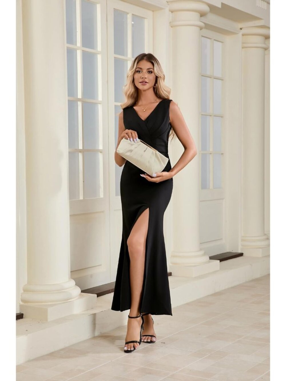 Clutch Evening Bag Elegant Pleated Satin Formal Handbag Simple Classy Purse for - Picture 2 of 7
